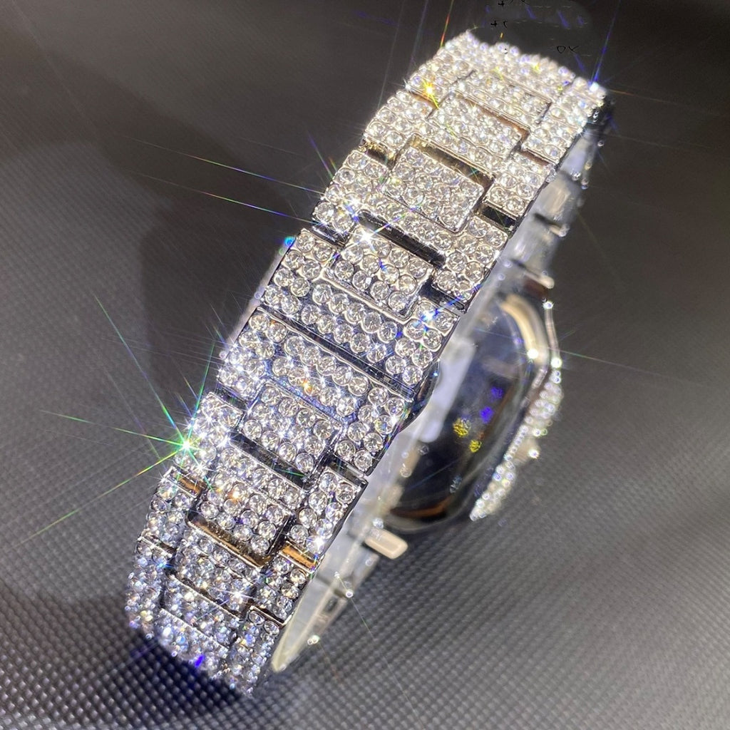 European And American Hip-hop Men's Watch Square-shaped Fully Diamond-encrusted Multi-functional